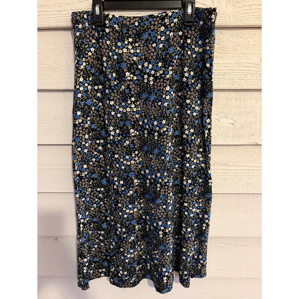 Christopher & Banks Blue Floral Midi Skirt Size 10 Women Cottagecore Boho - Picture 2 of 5